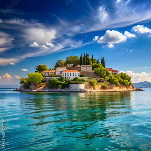 view from sea to island kinaliada of princes islan photo