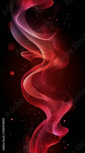 Abstract swirl of red and orange colors with subtle hints of black in a dark ...