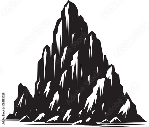 Rock mountain silhouette vector illustration isolated on a white background