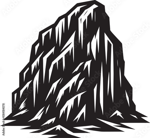 Rock mountain silhouette vector illustration isolated on a white background