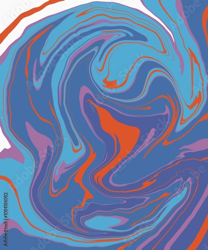 Blue strip orange marbel effect texture liquid background wallpaper