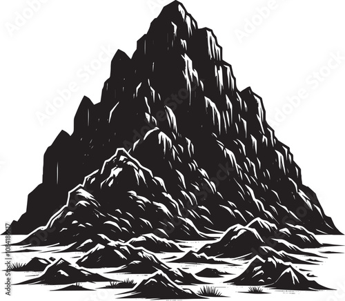 Rock mountain silhouette vector illustration isolated on a white background