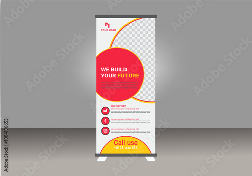 Business Rollup banner template, Roll up, display banner, x-banner vector ,Roll up banner stand for your company, Rollup advertisement banner.