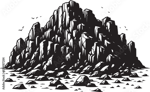 Rock mountain silhouette vector illustration isolated on a white background