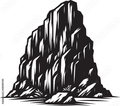 Rock mountain silhouette vector illustration isolated on a white background