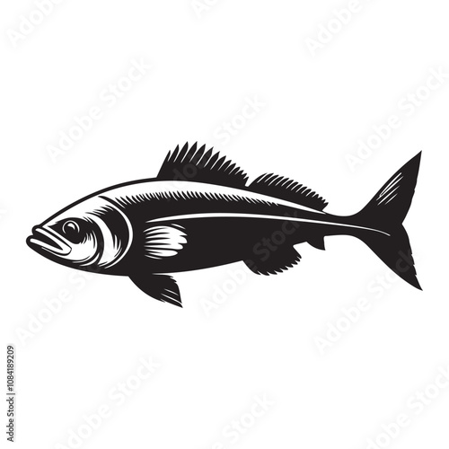  Vector illustration silhouette of haddock fish,   fish silhouette black vector art illustration 