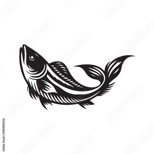 Vector illustration silhouette of haddock fish,   fish silhouette black vector art illustration 