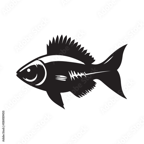  Vector illustration silhouette of haddock fish,   fish silhouette black vector art illustration 