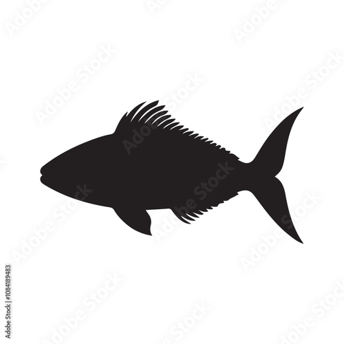  Vector illustration silhouette of haddock fish,   fish silhouette black vector art illustration 