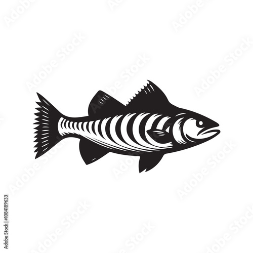  Vector illustration silhouette of haddock fish,   fish silhouette black vector art illustration 