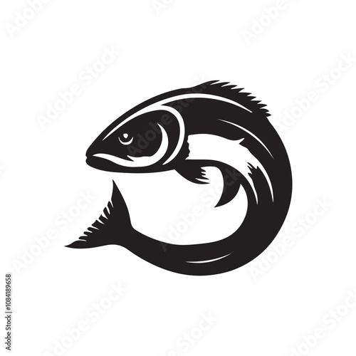  Vector illustration silhouette of haddock fish,   fish silhouette black vector art illustration 