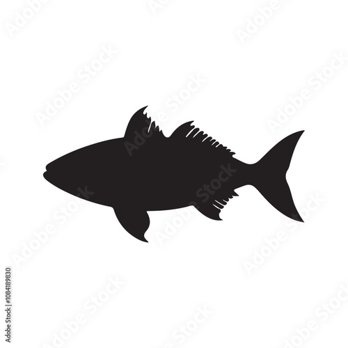  Vector illustration silhouette of haddock fish,   fish silhouette black vector art illustration 