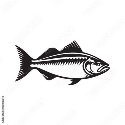  Vector illustration silhouette of haddock fish,   fish silhouette black vector art illustration 
