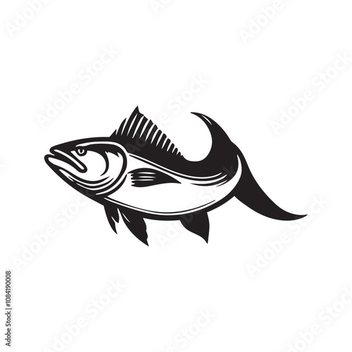  Vector illustration silhouette of haddock fish,   fish silhouette black vector art illustration 