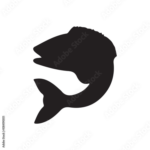  Vector illustration silhouette of haddock fish,   fish silhouette black vector art illustration 