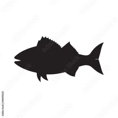  Vector illustration silhouette of haddock fish,   fish silhouette black vector art illustration 