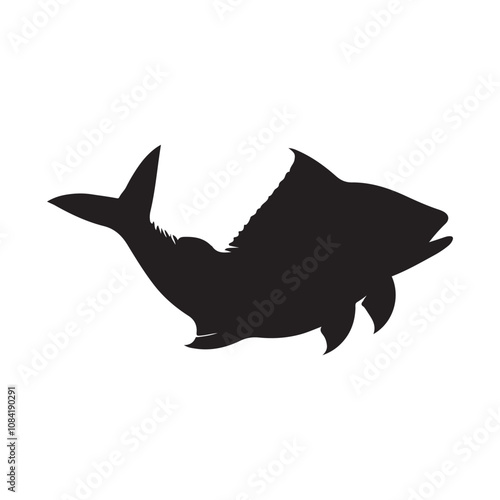  Vector illustration silhouette of haddock fish,   fish silhouette black vector art illustration 