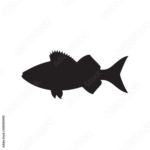  Vector illustration silhouette of haddock fish,   fish silhouette black vector art illustration 