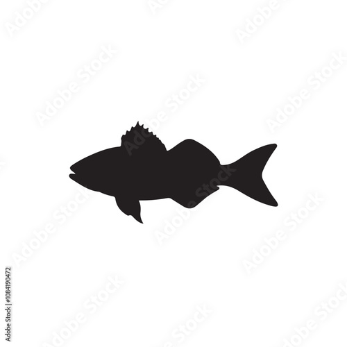  Vector illustration silhouette of haddock fish,   fish silhouette black vector art illustration 