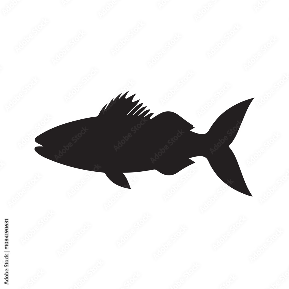 Fototapeta premium Vector illustration silhouette of haddock fish, fish silhouette black vector art illustration 