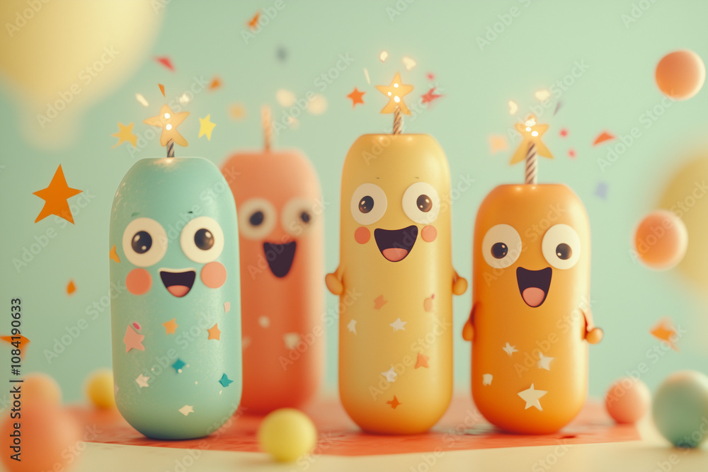 Obraz premium cute cartoon fire cracker