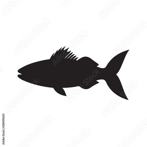  Vector illustration silhouette of haddock fish,   fish silhouette black vector art illustration 