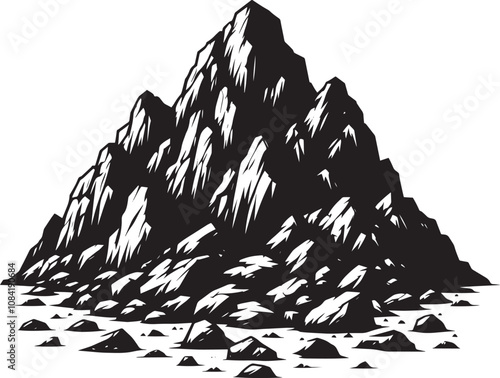 Rock mountain silhouette vector illustration isolated on a white background