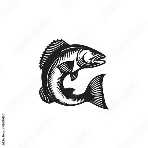  Vector illustration silhouette of haddock fish,   fish silhouette black vector art illustration 