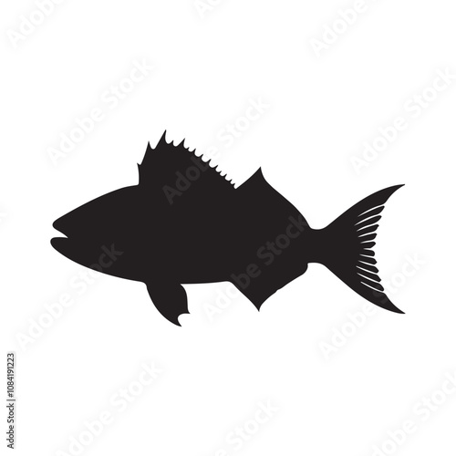  Vector illustration silhouette of haddock fish,   fish silhouette black vector art illustration 