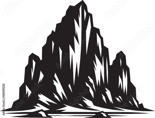 Rock mountain silhouette vector illustration isolated on a white background