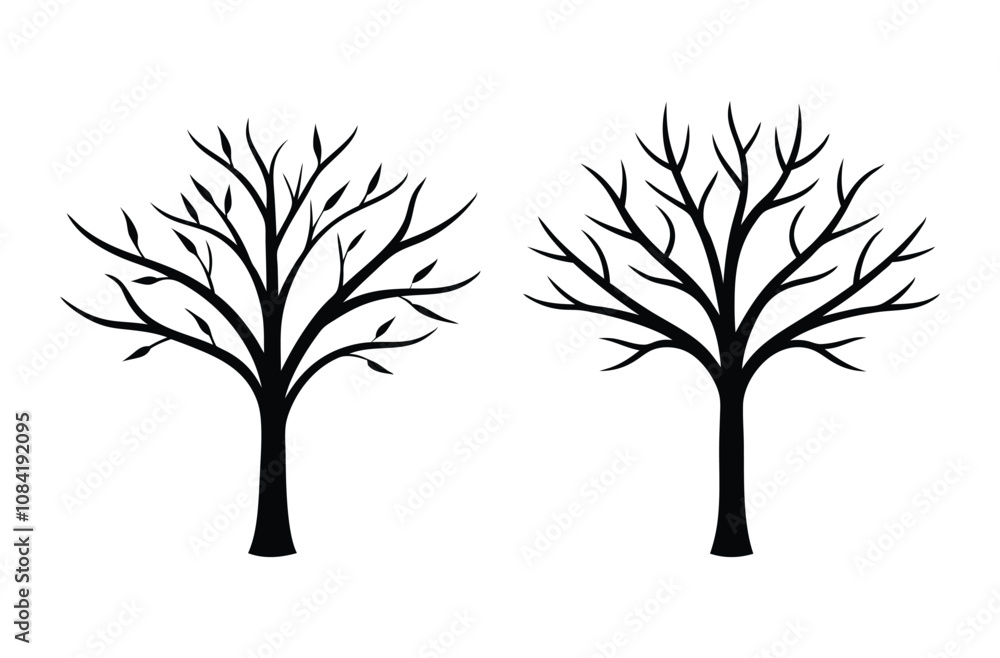 Obraz premium Minimalist Tree Branch Illustrations – Natural and Silhouette Design