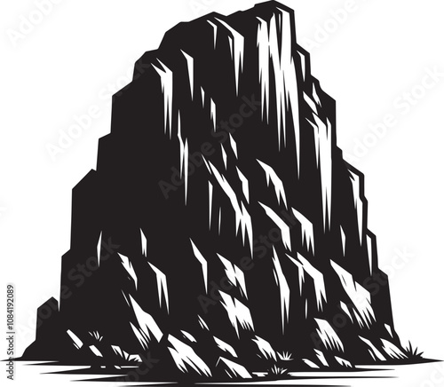 Rock mountain silhouette vector illustration isolated on a white background