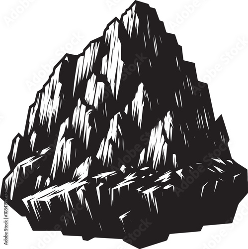 Rock mountain silhouette vector illustration isolated on a white background