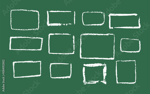 Set of rectangular and square frames in grunge style. Square borders drawn in black charcoal or ink for design, banner, poster, cover. Vector format