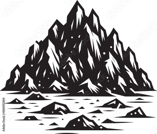 Rock mountain silhouette vector illustration isolated on a white background