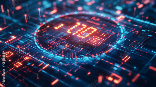 Wallpaper Mural Glowing red and blue lines trace a circuit board Torontodigital.ca