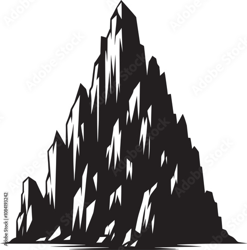 Rock mountain silhouette vector illustration isolated on a white background