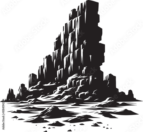 Rock mountain silhouette vector illustration isolated on a white background