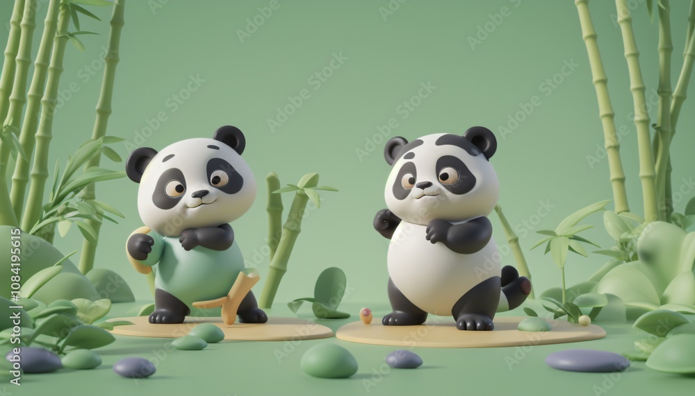Fototapeta premium cute panda in bamboo forest