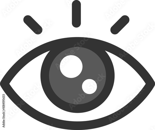 見開いた目のアイコン（線画カラー）のイラスト