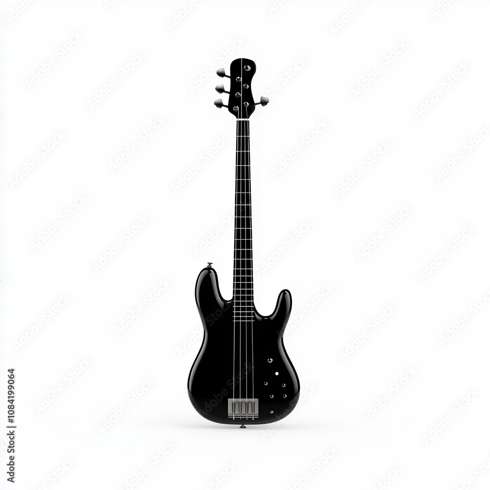 Naklejka premium Black electric guitar on a white isolated background.