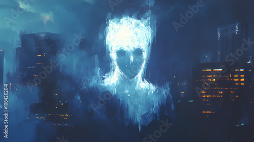 Capturing the elysian glow of a ghostly specter in pixels. Elysium. Illustration photo