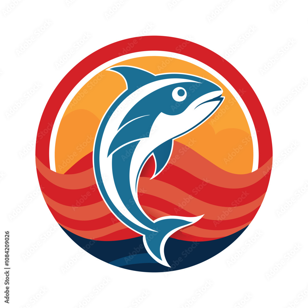Obraz premium Shark Vector - Fierce Marine Predator Silhouette, Minimalist Ocean Life Design for Nautical and Wildlife Art