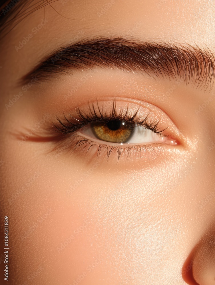 Fototapeta premium A close-up of an eye highlights its unique color and texture, ideal for beauty, skincare, or eye-related projects, Great for advertisements, educational content, and artistic expressions,