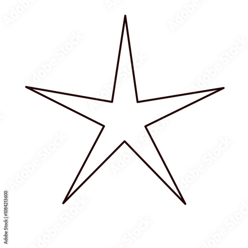  a simple black outline of a five-pointed star on a white background. The star is symmetrical, with each of its points evenly spaced around a central point.