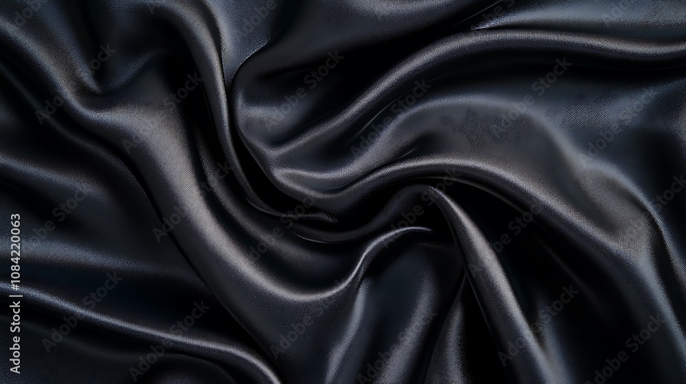 Obraz premium Black silk satin background with smooth waves