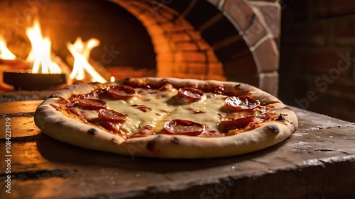 Pizza is a classic and beloved Italian pizza known for its simplicity and vibrant flavors. photo