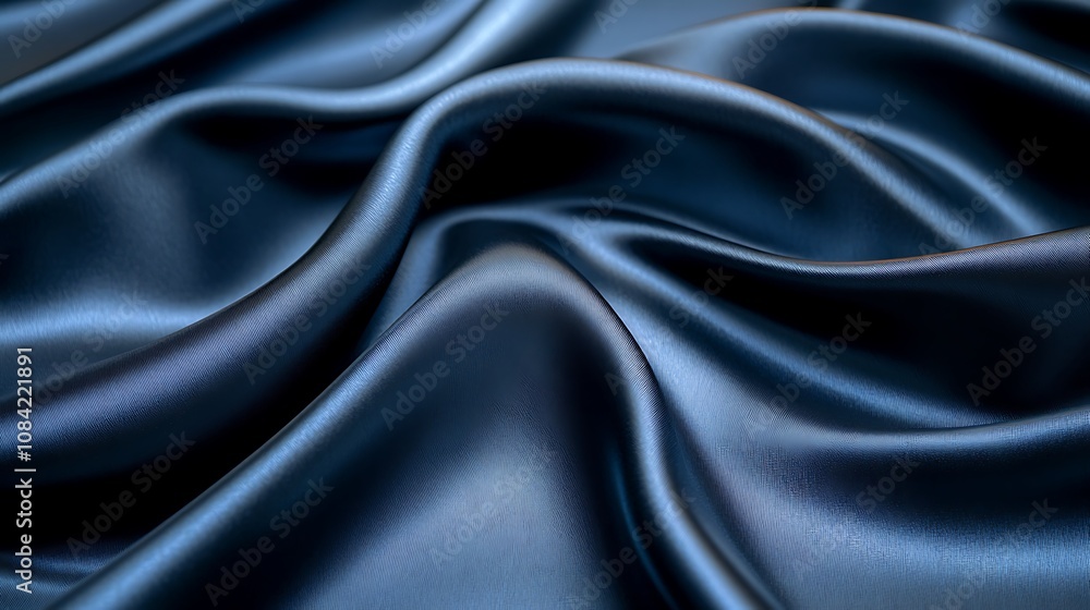 Fototapeta premium Black silk satin background with smooth waves