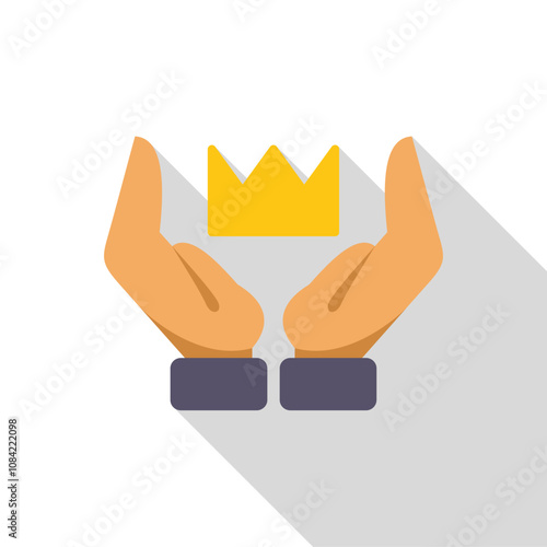 Hands carefully holding a golden crown, representing protection of royalty, power, and prestige