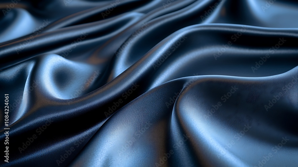 Obraz premium Black silk satin background with smooth waves